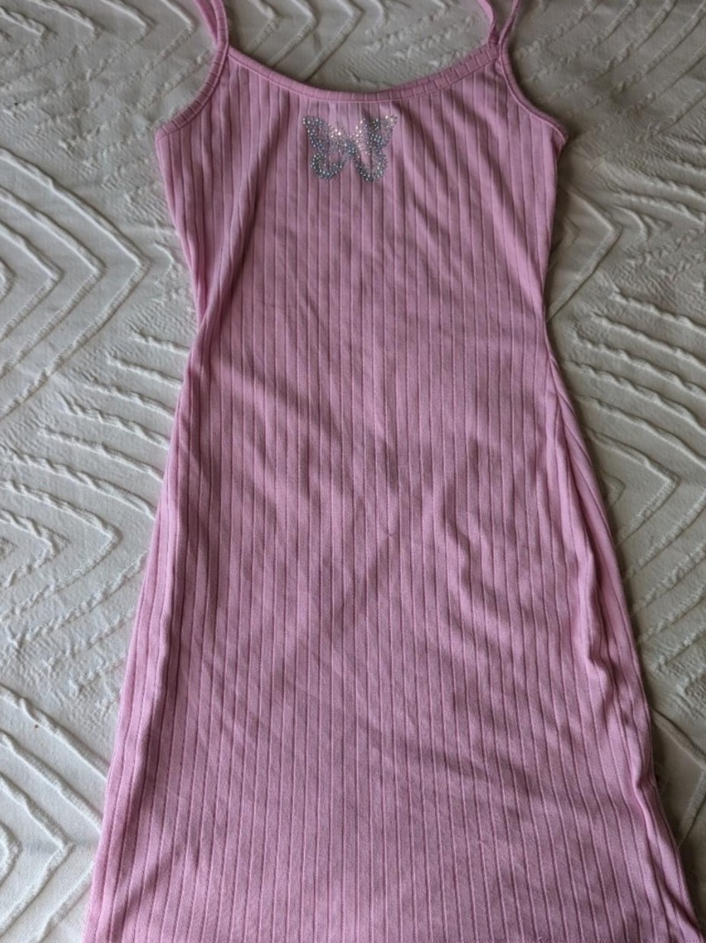 Windsor Light Pink Ribbed Butterfly Tank Dress